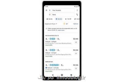 خدمات مسیریابی گوگل بر اساس اثرات كرونا به روز شد